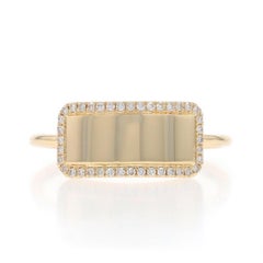 Yellow Gold Diamond Engravable Ring - 14k Single .10ctw
