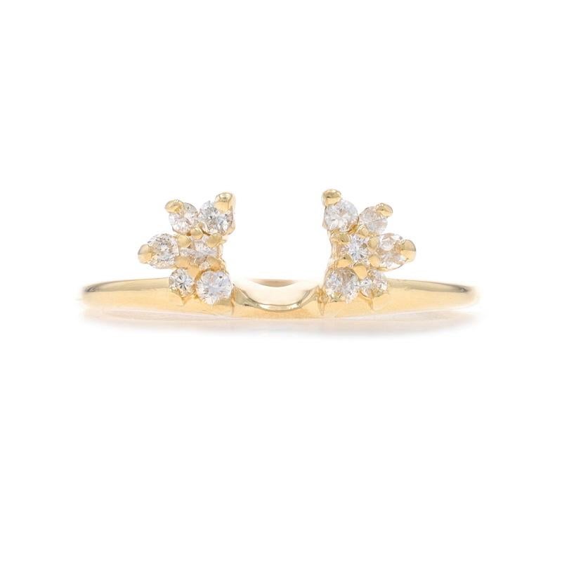 Size: 8
Sizing Fee: Up 3 sizes for $40 or Down 2 sizes for $30

Metal Content: 14k Yellow Gold

Stone Information

Natural Diamonds
Carat(s): .26ctw
Cut: Round Brilliant
Color: H - I
Clarity: SI2 - I1

Total Carats: .26ctw

Center Opening (east to