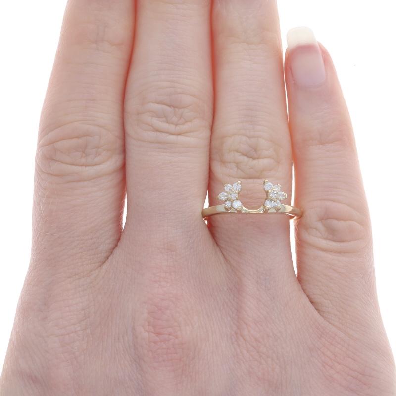 Round Cut Yellow Gold Diamond Enhancer Band - 14k Round Brilliant .26ctw Floral Guard Ring For Sale