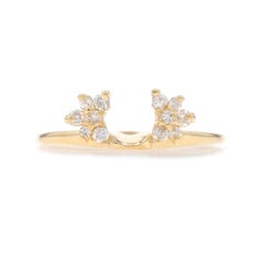 Yellow Gold Diamond Enhancer Band - 14k Round Brilliant .26ctw Floral Guard Ring