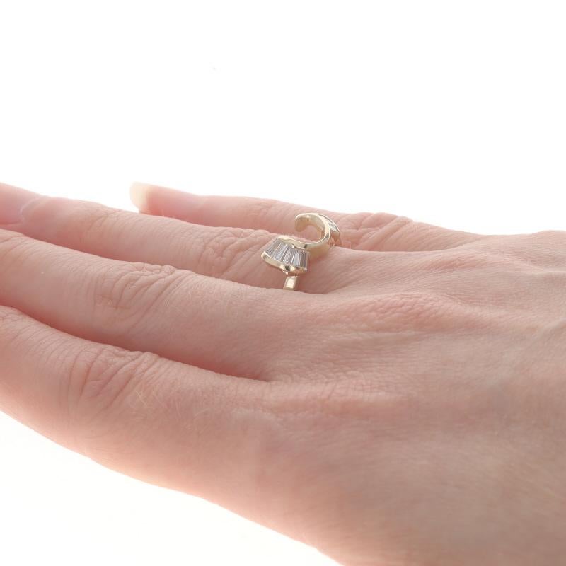 Women's Yellow Gold Diamond Enhancer Wedding Band - 14k Baguette .48ctw Bow Guard Ring For Sale