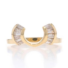 Yellow Gold Diamond Enhancer Wedding Band - 14k Baguette .48ctw Bow Guard Ring