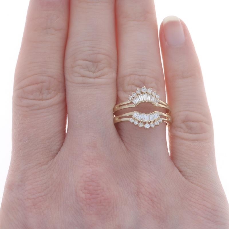 Baguette Cut Yellow Gold Diamond Enhancer Wedding Band - 14k Baguette .50ctw Wrap Jacket Ring For Sale