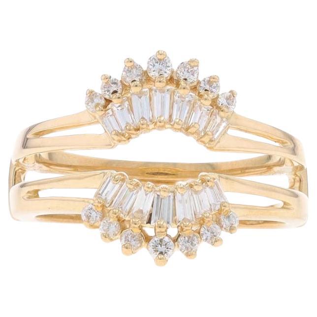 Yellow Gold Diamond Enhancer Wedding Band - 14k Baguette .50ctw Wrap Jacket Ring For Sale