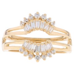 Yellow Gold Diamond Enhancer Wedding Band - 14k Baguette .50ctw Wrap Jacket Ring