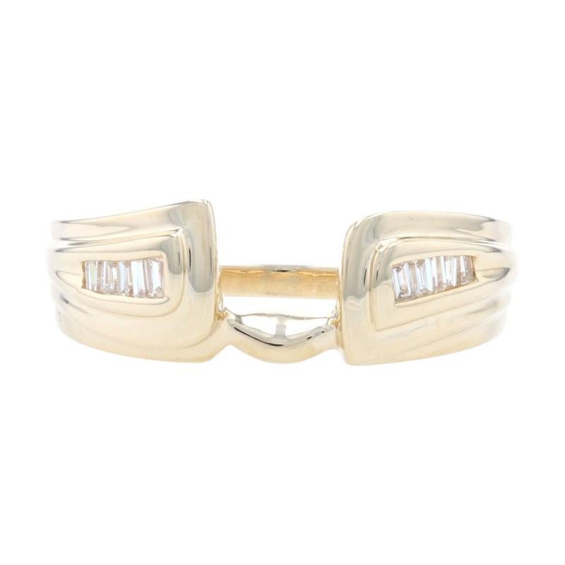 Yellow Gold Diamond Enhancer Wedding Band - 14k Baguette Cut .10ctw Guard Ring