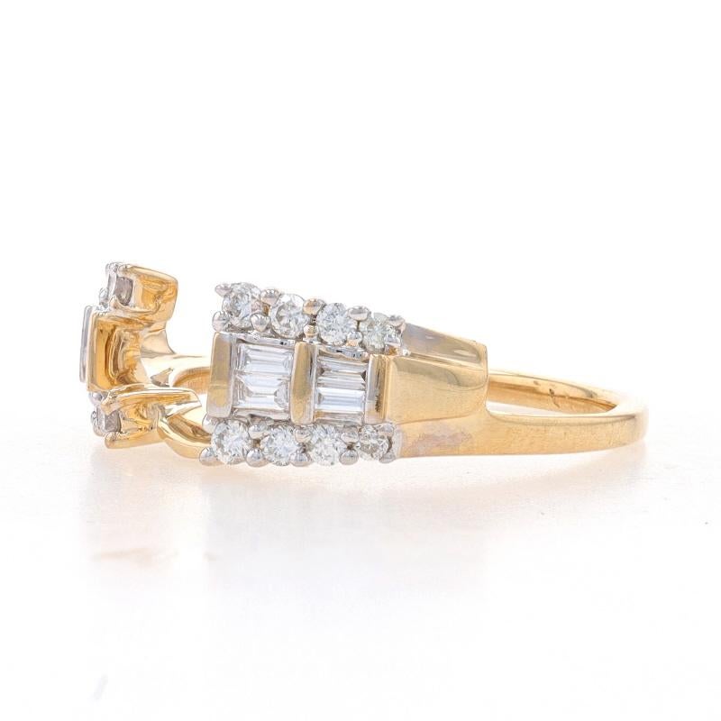 Round Cut Yellow Gold Diamond Enhancer Wedding Band 14k Baguette & Round .28ctw Guard Ring