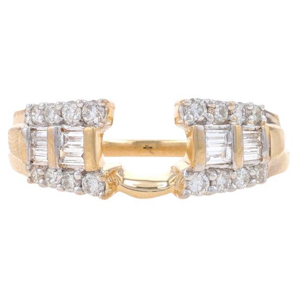 Yellow Gold Diamond Enhancer Wedding Band 14k Baguette & Round .28ctw Guard Ring