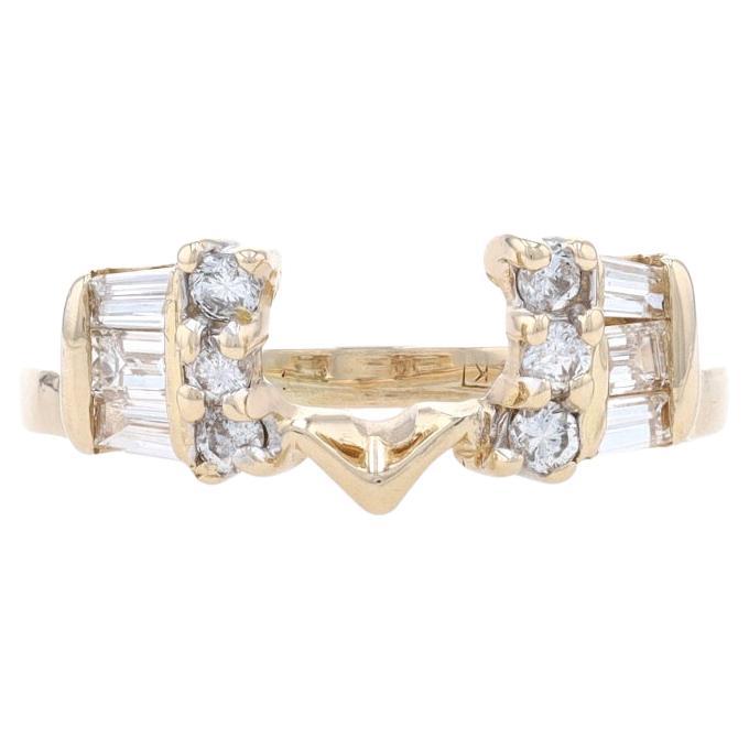 Gelbgold Diamant-Verlobungsring 14k Baguette & Runder .33ctw Guard Ring mit Anhänger