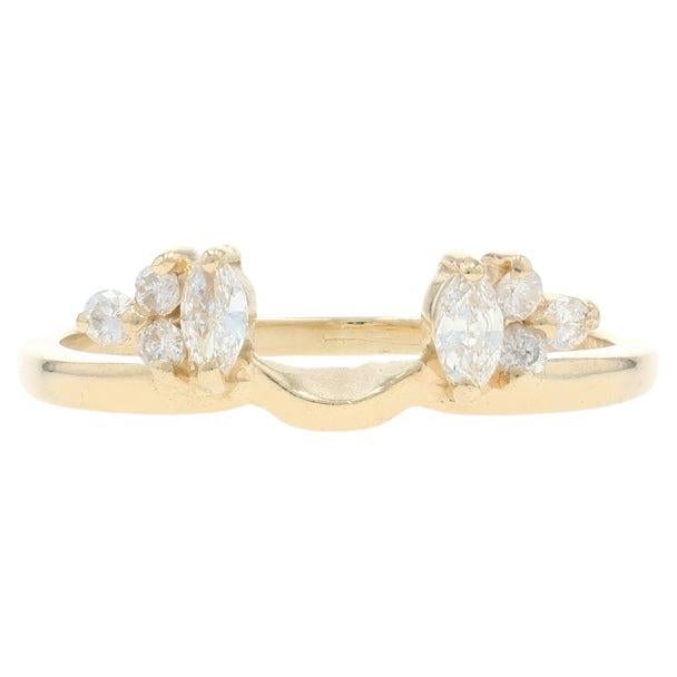 Yellow Gold Diamond Enhancer Wedding Band - 14k Marquise .19ctw Guard Ring