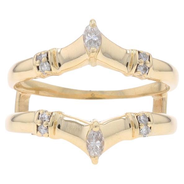 Yellow Gold Diamond Enhancer Wedding Band - 14k Marquise .20ctw Wrap Jacket Ring