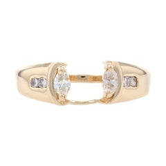 Yellow Gold Diamond Enhancer Wedding Band 14k Marquise & Round .26ctw Guard Ring