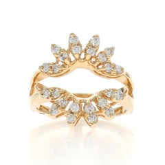Yellow Gold Diamond Enhancer Wedding Band -14k Rd .60ctw Floral Wrap Jacket Ring