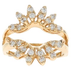 Yellow Gold Diamond Enhancer Wedding Band -14k Rd .60ctw Floral Wrap Jacket Ring