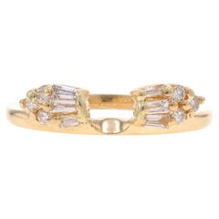Gelbgold Diamant-Verlobungsring mit Anhänger - 14k Rd & Baguette .26ctw Guard Ring