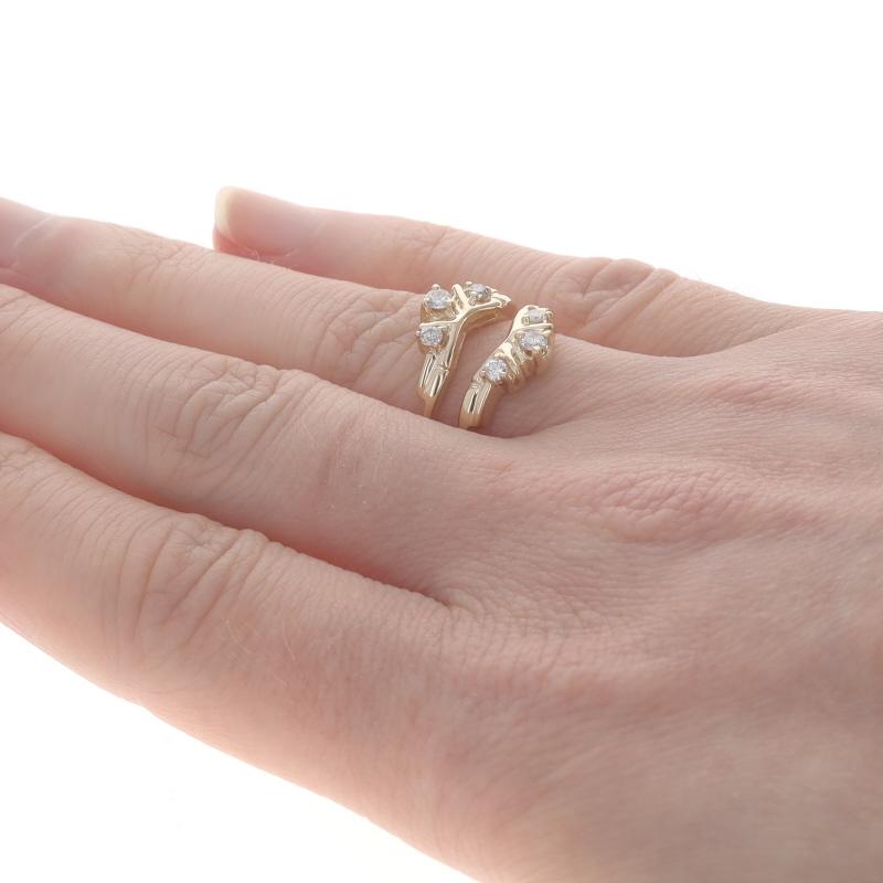 Women's Yellow Gold Diamond Enhancer Wedding Band - 14k Round .24ctw Wrap Jacket Ring For Sale