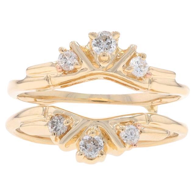 Yellow Gold Diamond Enhancer Wedding Band - 14k Round .24ctw Wrap Jacket Ring