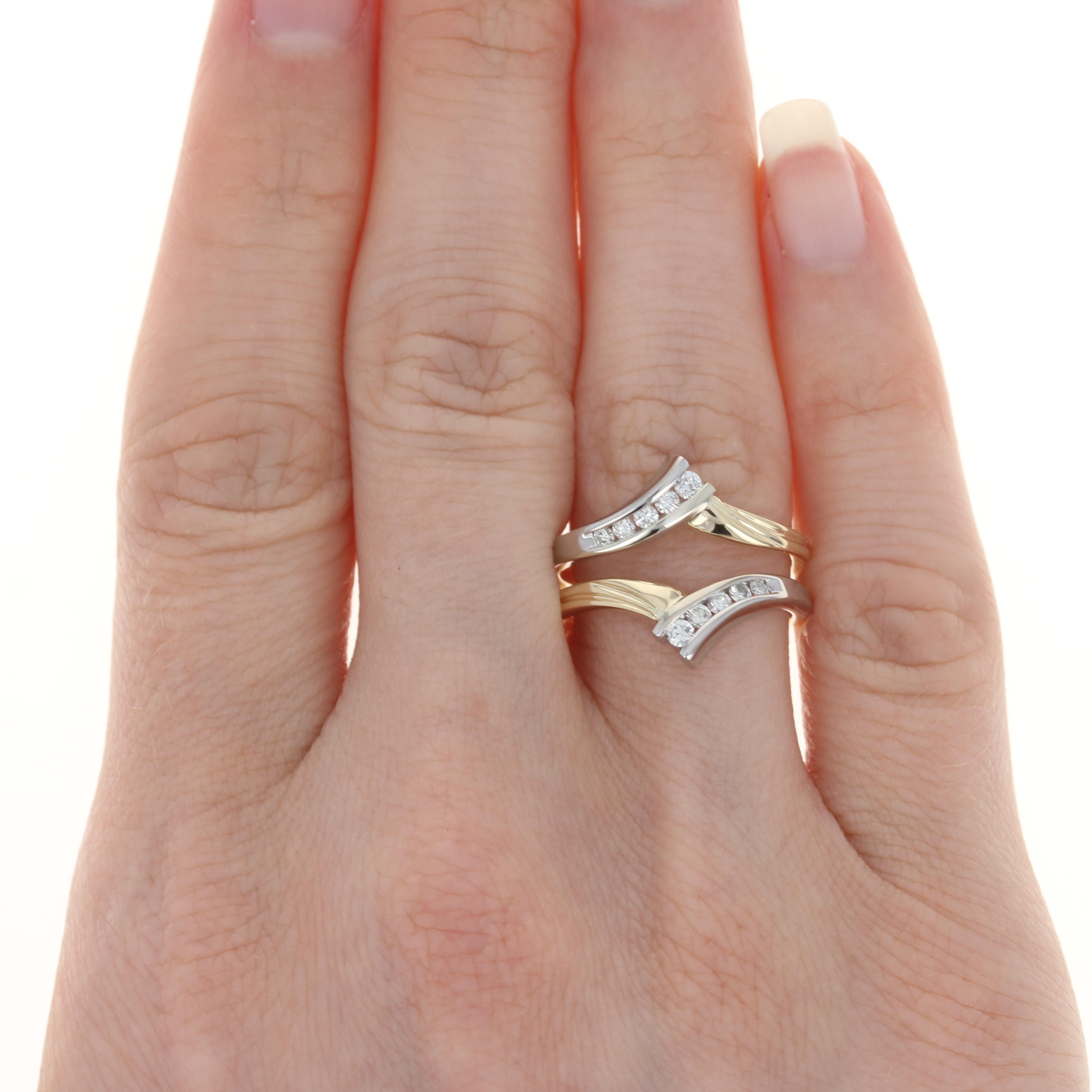 Yellow Gold Diamond Enhancer Wedding Band, 14k Round .25ctw Wrap Jacket Ring 2