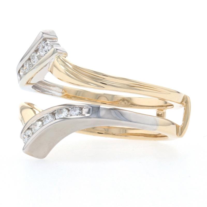 Yellow Gold Diamond Enhancer Wedding Band, 14k Round .25ctw Wrap Jacket Ring 3