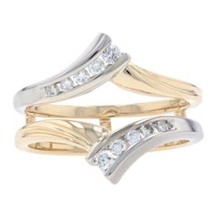 Yellow Gold Diamond Enhancer Wedding Band, 14k Round .25ctw Wrap Jacket Ring