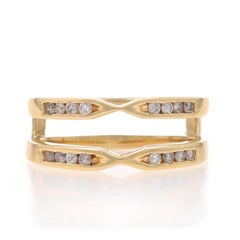 Yellow Gold Diamond Enhancer Wedding Band - 14k Round .26ctw Wrap Jacket Ring