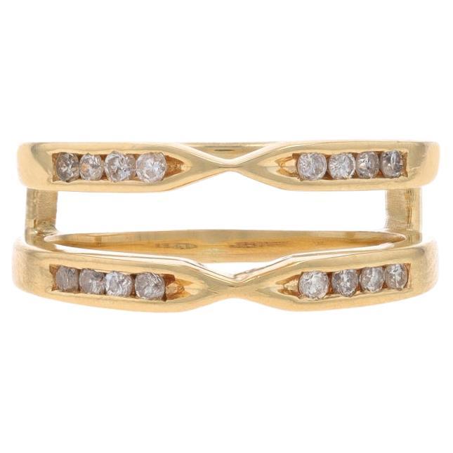 Yellow Gold Diamond Enhancer Wedding Band - 14k Round .26ctw Wrap Jacket Ring