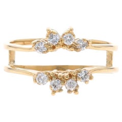 Yellow Gold Diamond Enhancer Wedding Band - 14k Round .32ctw Wrap Jacket Ring