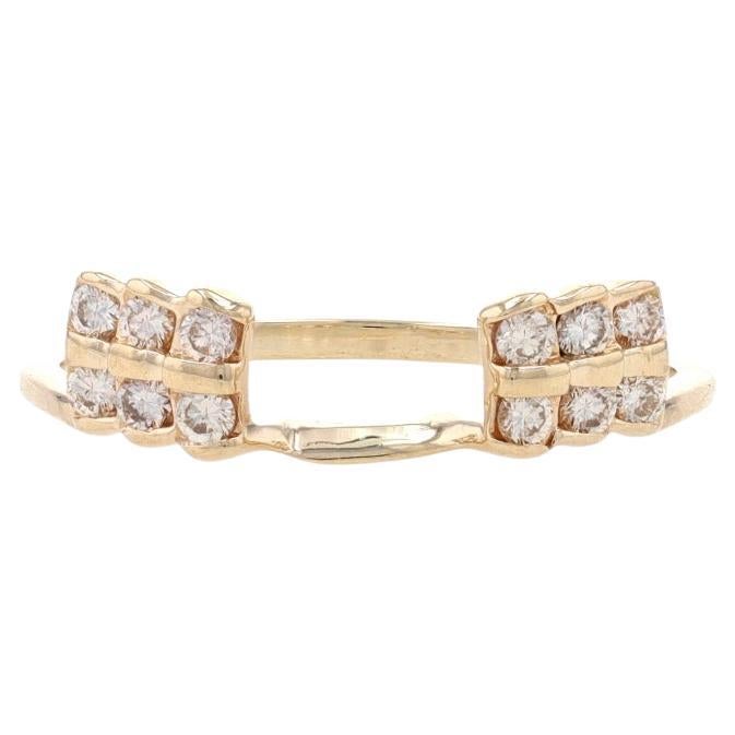 Gelbgold Diamant Enhancer Hochzeit Band 14k Runde Brillant .24ctw Guard Ring im Angebot