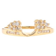 Fascia nuziale con diamante in oro giallo - Anello di guardia in oro giallo 14k con diamante rotondo e brillante di 0,28 ct.