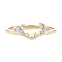 Vintage Yellow Gold Diamond Enhancer Wedding Band - 14k Round Cut .15ctw Guard Ring