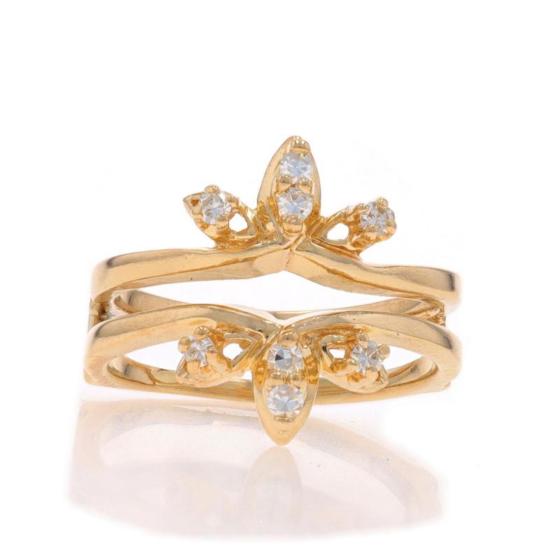 Size: 5 1/4
Sizing Fee: Up 3 sizes for $60 or Down 1 size for $40

Metal Content: 14k Yellow Gold

Stone Information

Natural Diamonds
Carat(s): .15ctw
Cut: Single
Color: G - H
Clarity: VS1 - VS2

Total Carats: .15ctw

Center Opening (north to