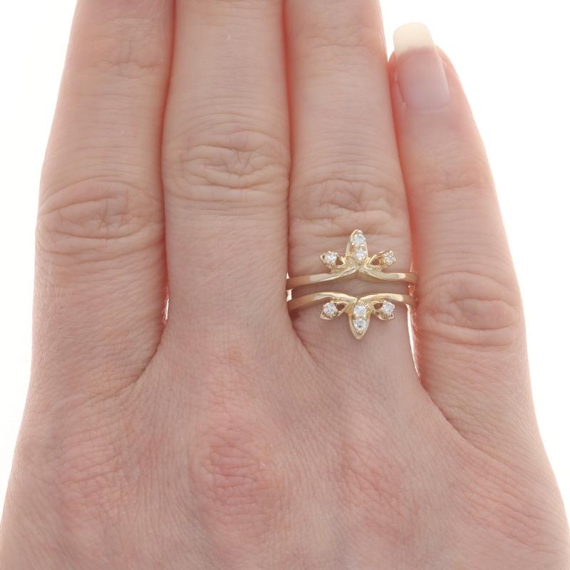 Single Cut Yellow Gold Diamond Enhancer Wedding Band -14k Single Ct .15ctw Wrap Jacket Ring For Sale