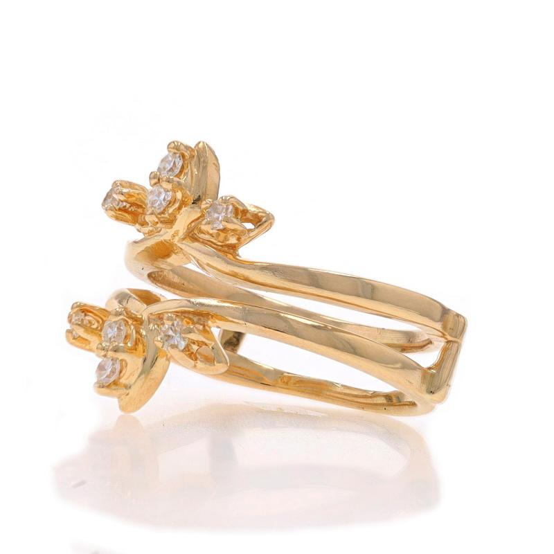 Yellow Gold Diamond Enhancer Wedding Band -14k Single Ct .15ctw Wrap Jacket Ring In Excellent Condition For Sale In Greensboro, NC
