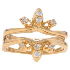 Yellow Gold Diamond Enhancer Wedding Band -14k Single Ct .15ctw Wrap Jacket Ring