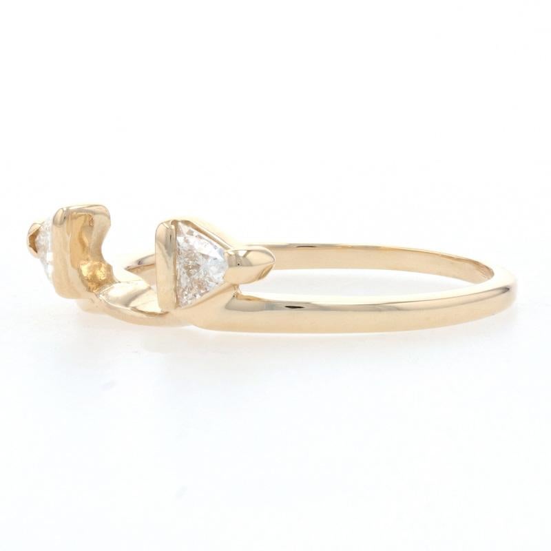 Yellow Gold Diamond Enhancer Wedding Band, 14k Trillion Cut .30ctw Guard Ring In Excellent Condition In Greensboro, NC