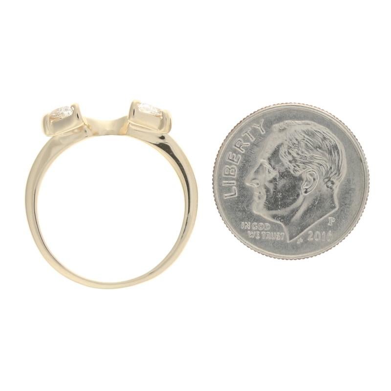 Yellow Gold Diamond Enhancer Wedding Band, 14k Trillion Cut .30ctw Guard Ring 1