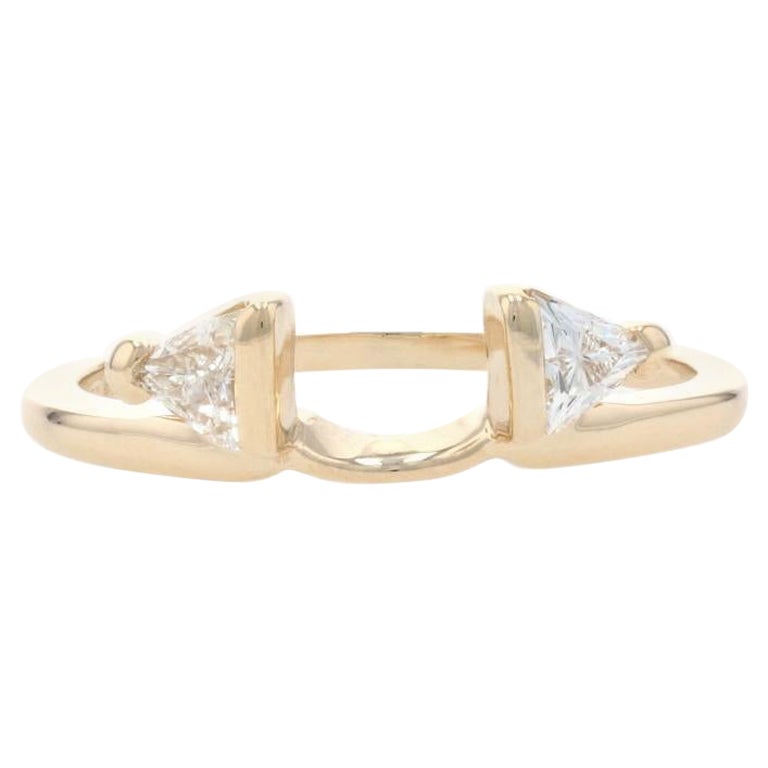 Yellow Gold Diamond Enhancer Wedding Band, 14k Trillion Cut .30ctw Guard Ring