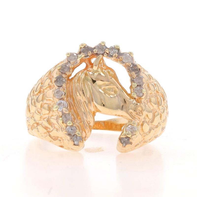 Size: 6 1/2
Sizing Fee: Up 2 sizes for $35 or Down 1 1/2 sizes for $35

Metal Content: 14k Yellow Gold & 14k White Gold

Stone Information

Natural Diamonds
Carat(s): .40ctw
Cut: Round Brilliant
Color: H - I - J
Clarity: I2 - I3

Total Carats: