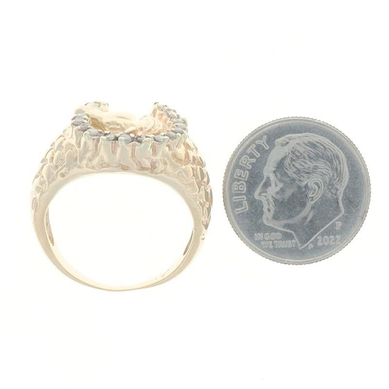 Yellow Gold Diamond Equestrian Ring 14k Round .40ctw Good Luck Horse & Horseshoe 1