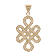 Yellow Gold Diamond Eternal Love Pendant - 14k Round 1.50ctw Celtic Knot