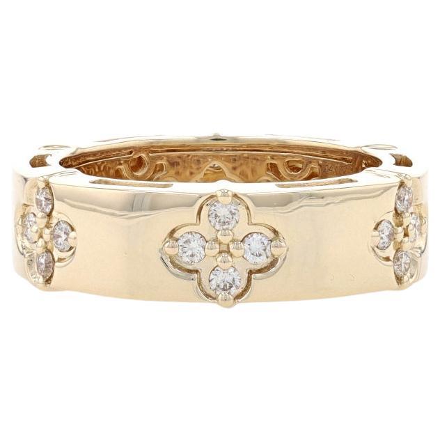 Eternity-Ring aus Gelbgold mit Diamanten - 14k rund .44ctw Quatrefoil Blumenring Gr. 7