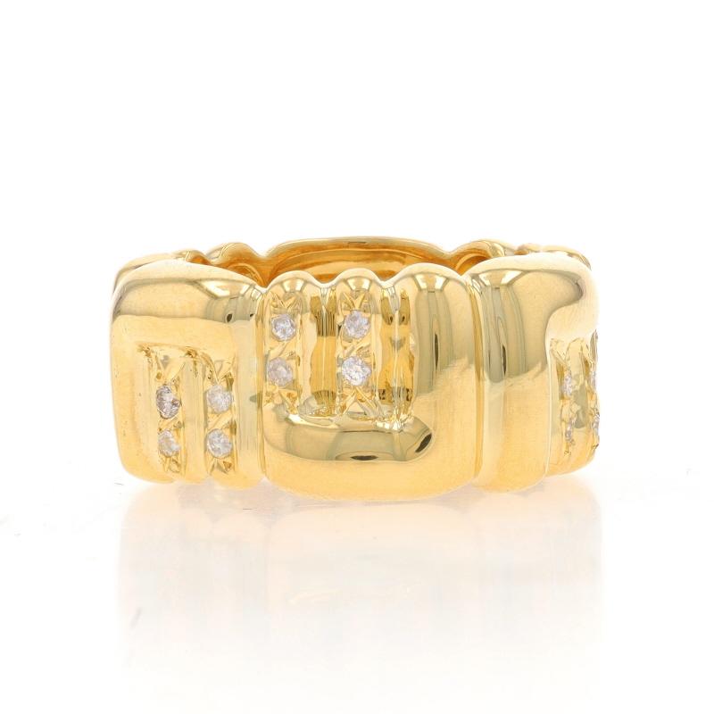 Round Cut Yellow Gold Diamond Eternity Band - 18k Round .24ctw Initial E Letter Ring Sz 6 For Sale