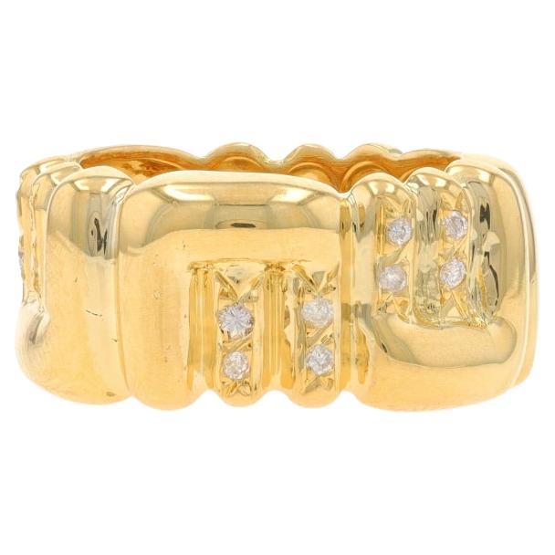 Yellow Gold Diamond Eternity Band - 18k Round .24ctw Initial E Letter Ring Sz 6
