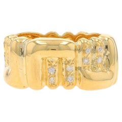 Yellow Gold Diamond Eternity Band - 18k Round .24ctw Initial E Letter Ring Sz 6