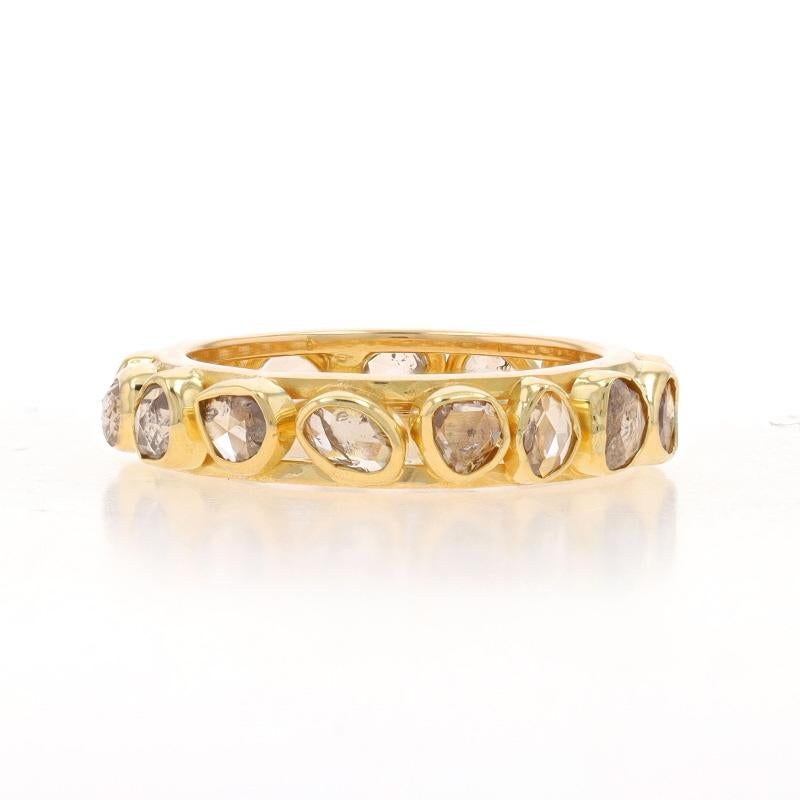 Rose Cut Yellow Gold Diamond Eternity Band - 22k Rose 1.20ctw Wedding Ring Size 5 1/2