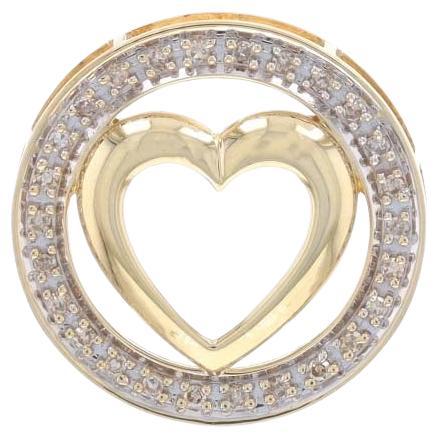 Yellow Gold Diamond Eternity Heart Pendant - 14k Single .15ctw Love Circle For Sale