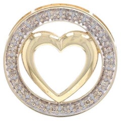 Yellow Gold Diamond Eternity Heart Pendant - 14k Single .15ctw Love Circle