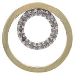 Yellow Gold Diamond Eternity Pendant - 10k Round Brilliant .10ctw Circle Duo