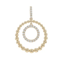 Yellow Gold Diamond Eternity Pendant - 14k Round Brilliant .18ctw Circle Duo