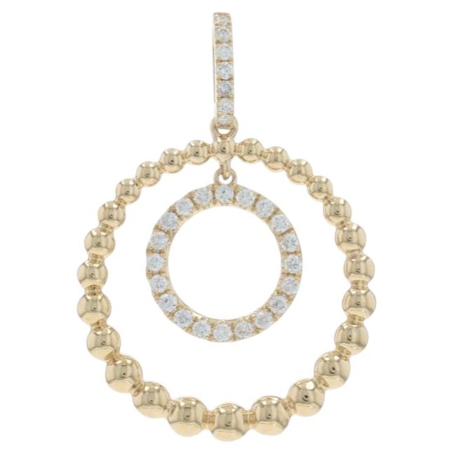 Yellow Gold Diamond Eternity Pendant - 14k Round Brilliant .18ctw Circle Duo